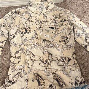 Wrangler Women's Beige Horse Print Jean Jacket